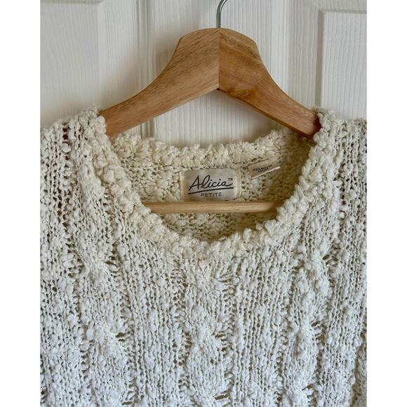 Vintage Women's Short Sleeve Chunky Cable Knit Sweater Size Medium - Picture 3 of 6